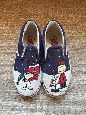 Vans Peanuts Christmas Kids Slip-On Sneakers Snoopy Charlie Brown